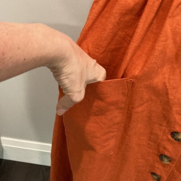 Linen Tank Maxi Dress Orange dress with button front nwt - Picture 6 of 15